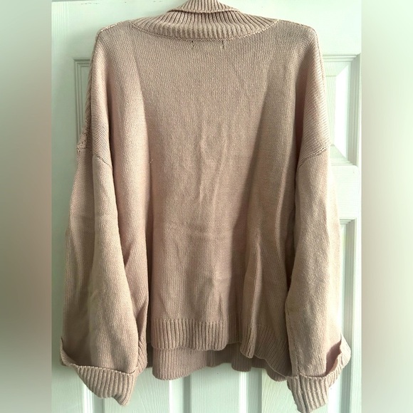 Turtle Neck Drop Shoulder Diamond Patterned Dusty Pink Sweater, 0XL, NWOT - Picture 6 of 6